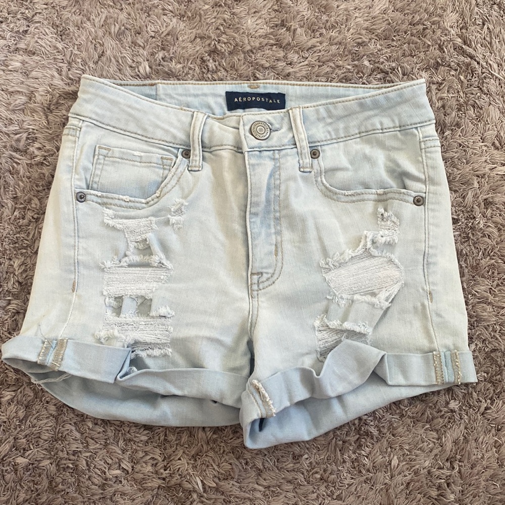 Aeropostale high waisted midi jean shorts